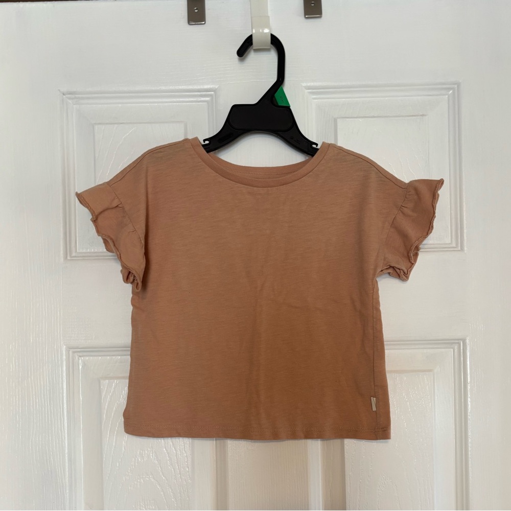 Easy Peasy Kids Ruffle Sleeve Tan Top 3T